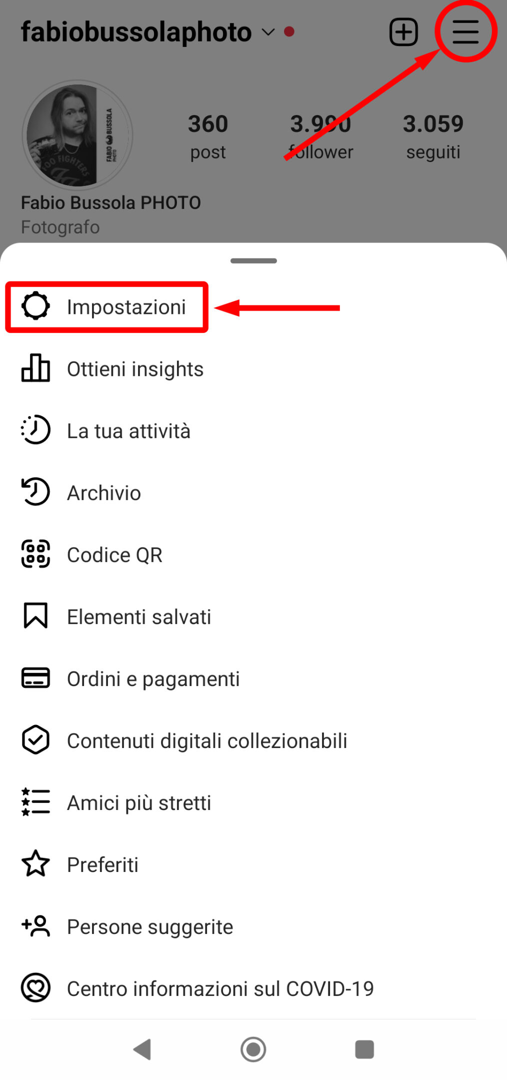 Instagram Impostazioni