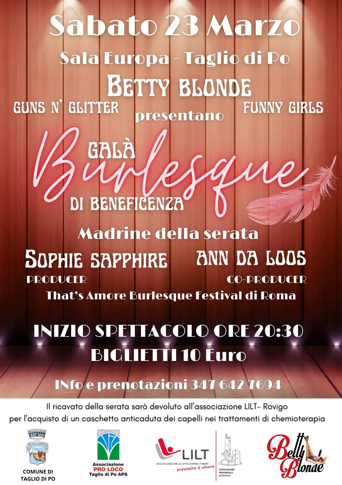 Galà Burlesque di beneficenza 23 Marzo 2024 Taglio di pò Rovigo